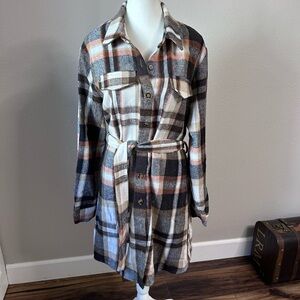 Cupshe Plaid Belted flannel dress